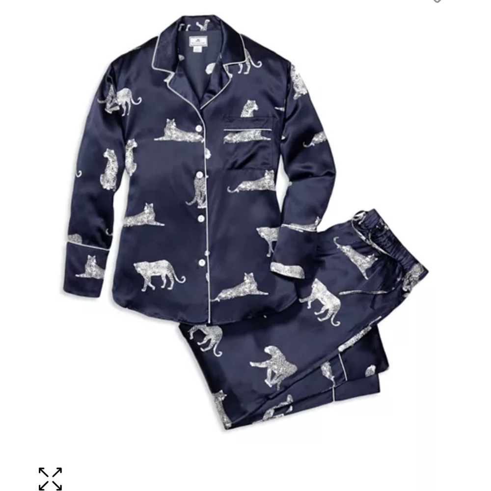 Petite Plume Mulberry Silk Panther de Nuit Pajama Set Size Small